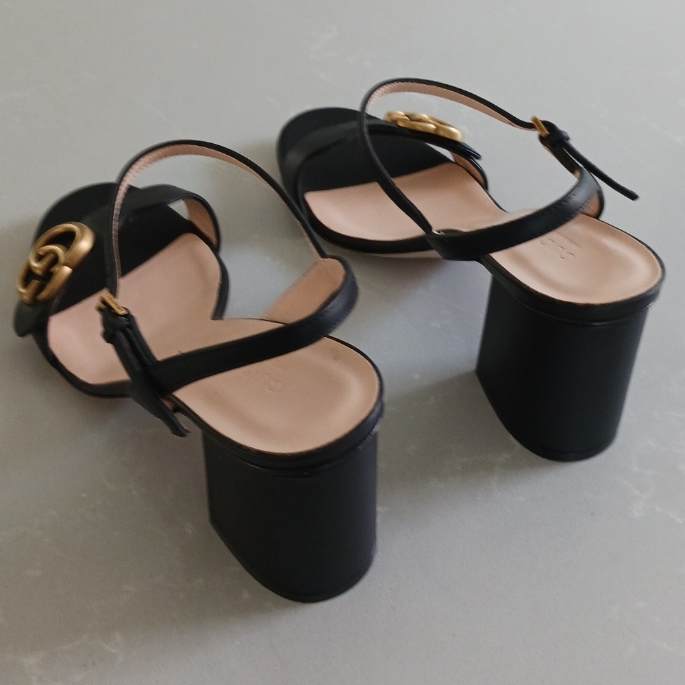 GUCCI LEATHER MID-HEEL SANDAL - Picture 7 of 8